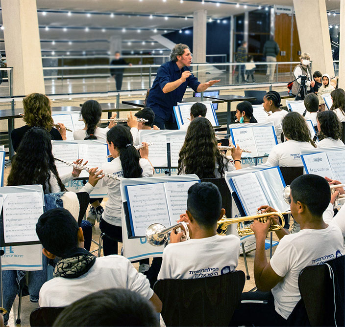 Young musicians in class